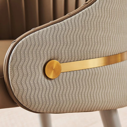 Modern Minimalist Square Pleated PU Leather Metal Foam Dining Chair Four Legs Backrest For Dining Room