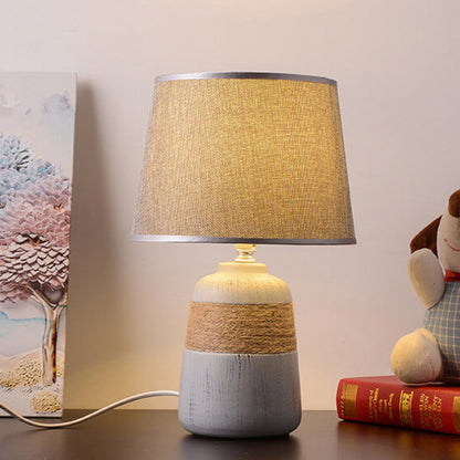 European Style Twine Fabric Ceramic Base 1-Light Table Lamp