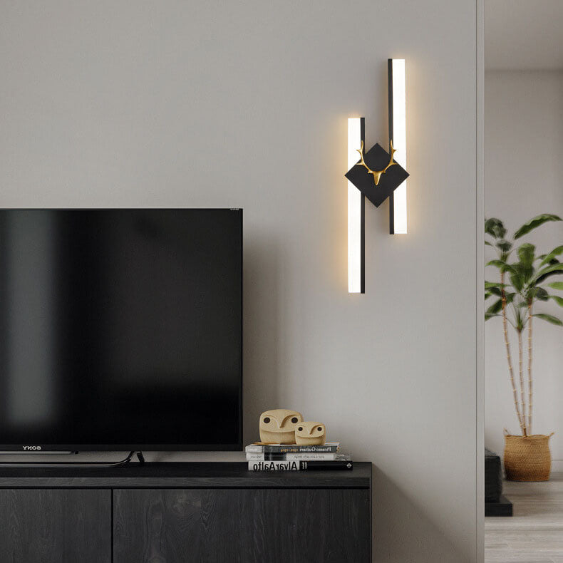 Nordic Postmodern Rectangular Antler Full Copper LED Wall Sconce Lamp