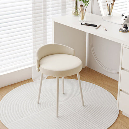 Modern Minimalist Round Cotton Linen Artificial Leather Iron Vanity Stool Low Backrest For Bedroom