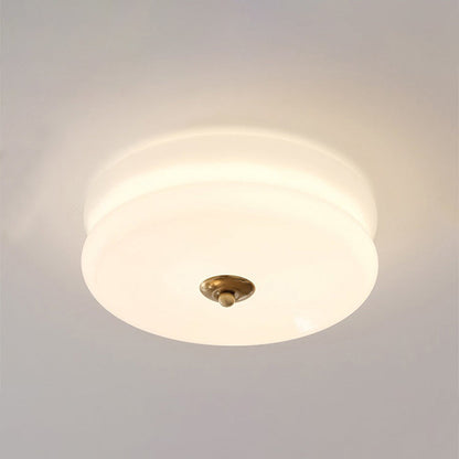 Modern Simplicity Cylinder Glass Shade LED Flush Mount Ceiling Light For Living Room