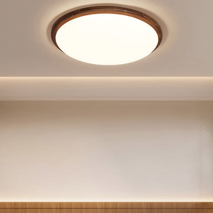 Modern Minimalist Flower Round Walnut Acrylic LED Flush Mount Ceiling Light For Living Room