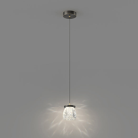 Modern Minimalist Trapezoidal Copper Acrylic LED Pendant Light For Bedroom