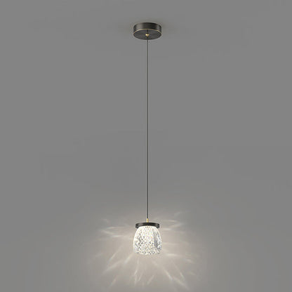 Modern Minimalist Trapezoidal Copper Acrylic LED Pendant Light For Bedroom