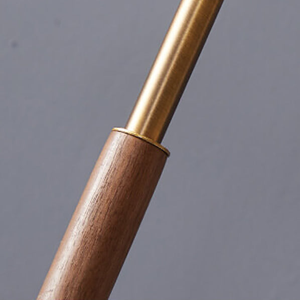 Modern Pleated Shade Walnut Wood Round Base 1-Light Table Lamp