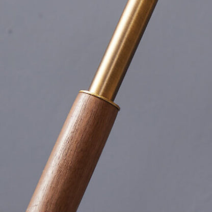 Modern Pleated Shade Walnut Wood Round Base 1-Light Table Lamp