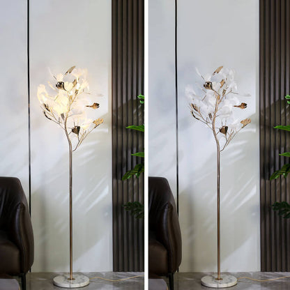Nordic Romantic Ginkgo Leaf Decorative Acrylic Iron 5-Light Standing Floor Lamp