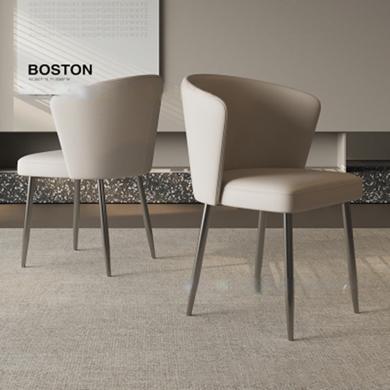 Contemporary Luxury Square Upholstered Microfiber Leather Carbon Steel Dining Chair Curved Backrest For Dining Room