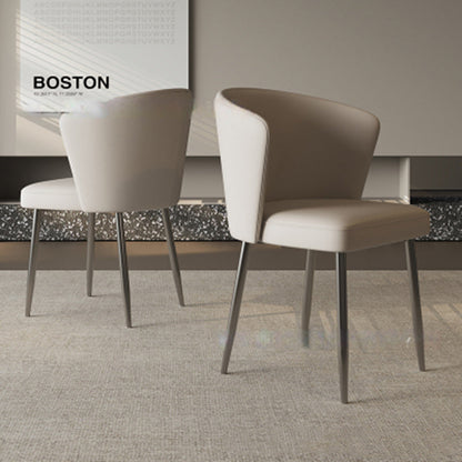 Contemporary Luxury Square Upholstered Microfiber Leather Carbon Steel Dining Chair Curved Backrest For Dining Room