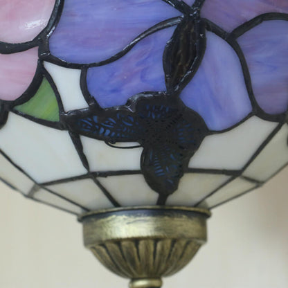 European Tiffany Floral Butterfly Bowl 1-Light Wall Sconce Lamp