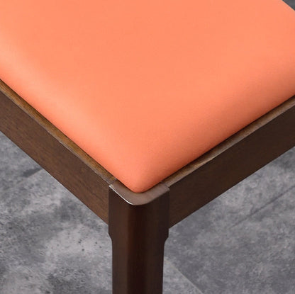 Modern Minimalist Rectangular Solid Wood Faux Leather Vanity Stool For Bedroom