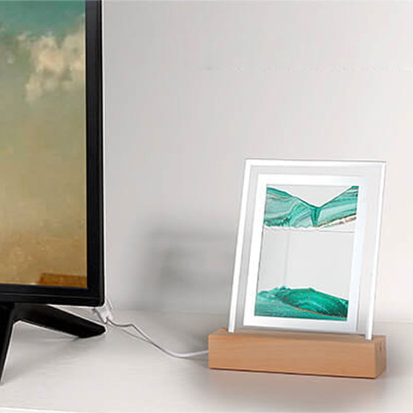 Creative Quicksand Square  LED Night Light Decorative Table Lamp