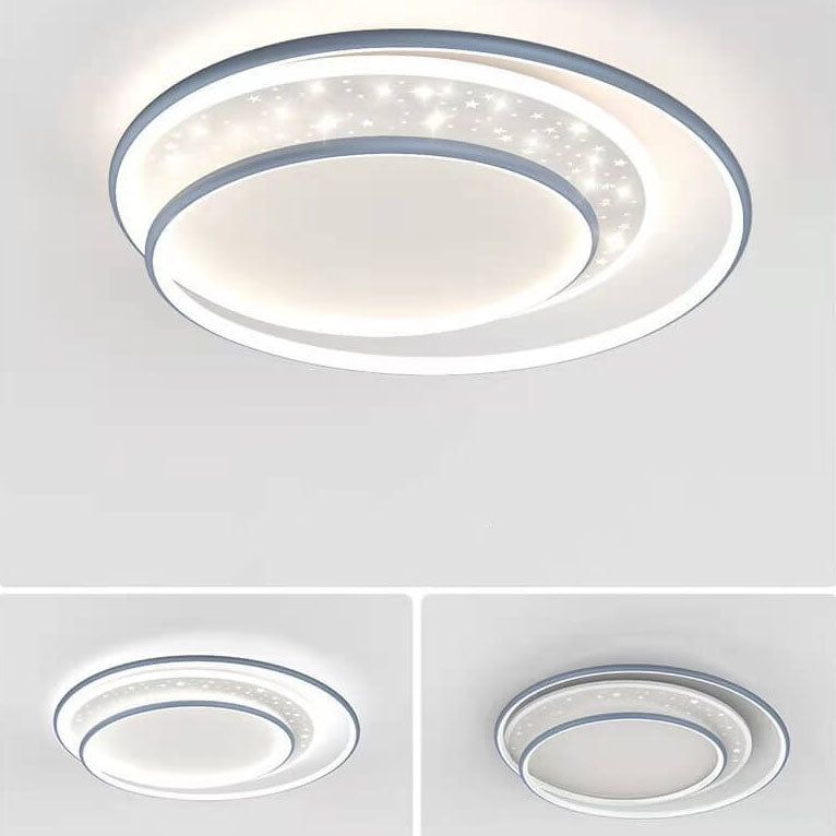 Modern Creative Children's Round Star Aluminum Acrylic LED Flush Mount Lighting