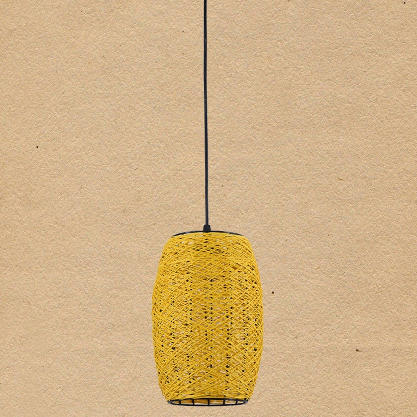 Modern Rustic Rattan Cylindrical 1-Light Pendant Light