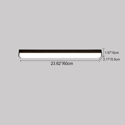Modern Minimalist Long Rectangle Aluminum PC LED Flush Mount Ceiling Light For Outdoor Patio