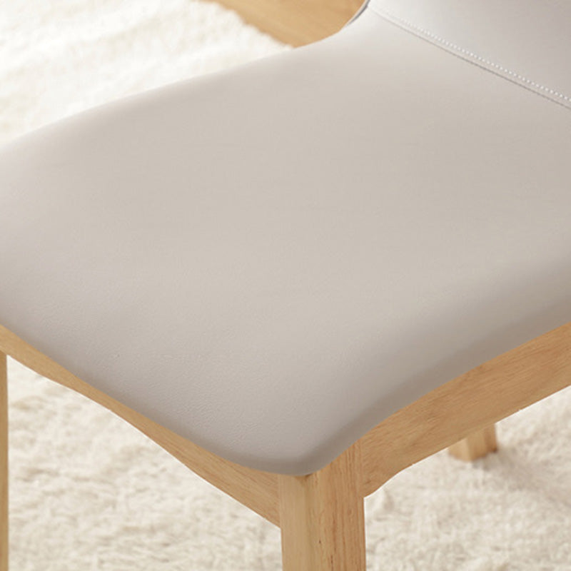 Contemporary Nordic Square Faux Leather Wood Frame Dining Chair Backrest For Dining Room