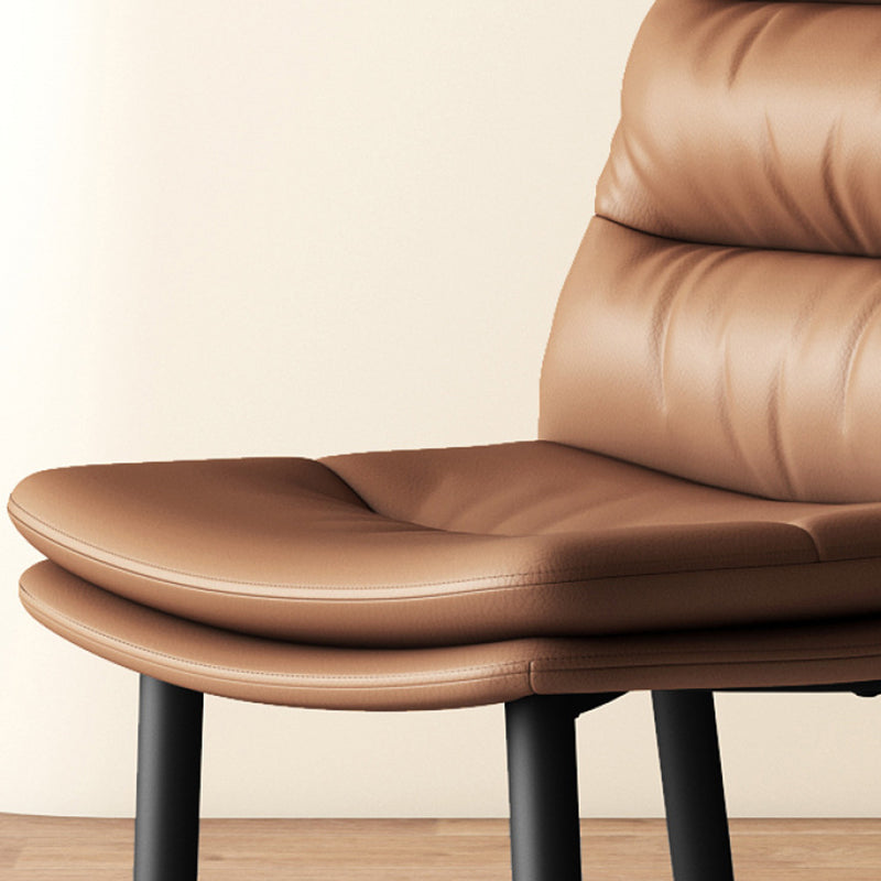 Modern Minimalist Rectangular Microfiber Leather Carbon Steel Dining Chair Backrest Armless For Dining Room