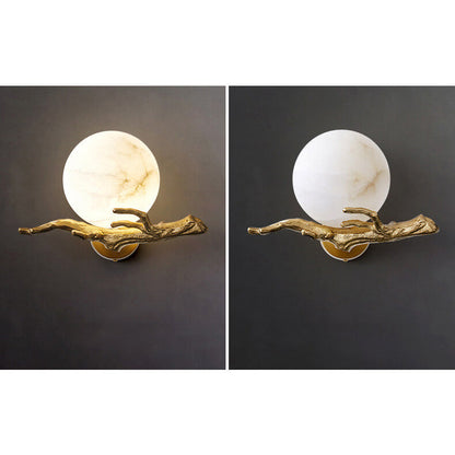 Creative Luxury Brass Lucite Tree Branch 1-Light Wall Sconce Lamp
