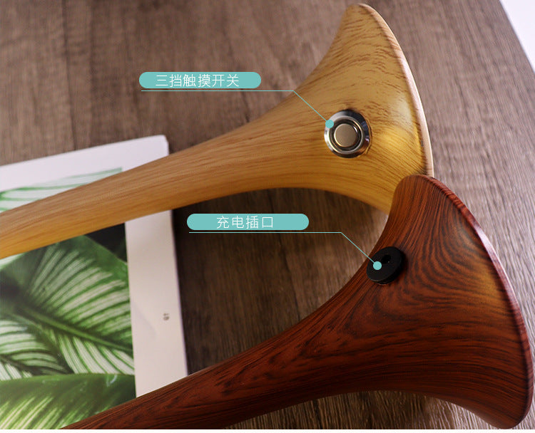 Nordic Creative Wood Grain Iron Acrylic LED Night Light Table Lamp