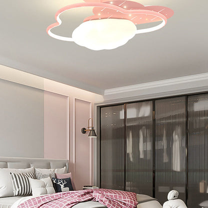 Modern Cream Clouds Iron Acrylic LED Semi-Flush Mount Ceiling Light