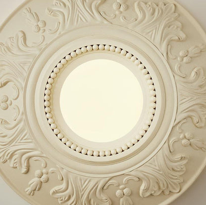 Traditional French Round Relief Resin Glass 1-Light Wall Sconce Lamp For Hallway
