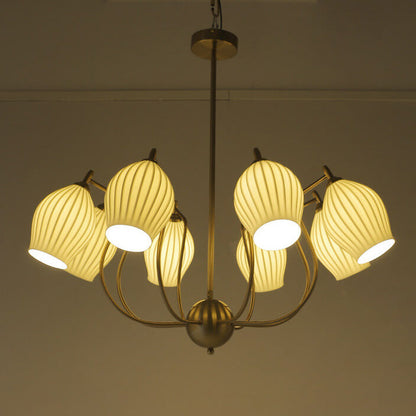 Vintage Minimalist Tulip Ceramic 4/6 Light Chandelier