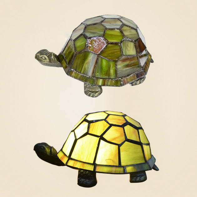 Contemporary Creative Alloy Glass Turtle 1-Light Table Lamp For Bedroom