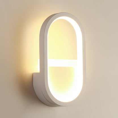 مصباح حائط LED دائري بيضاوي الشكل مصنوع من الحديد والسيليكون بتصميم عصري بسيط لغرفة النوم 