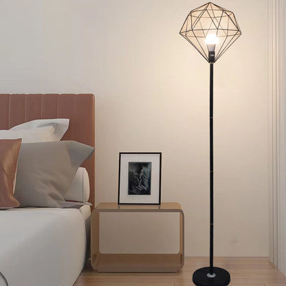 Contemporary Simplicity Iron Hollow Diamond Shape 1-Light Standing Floor Lamp For Study