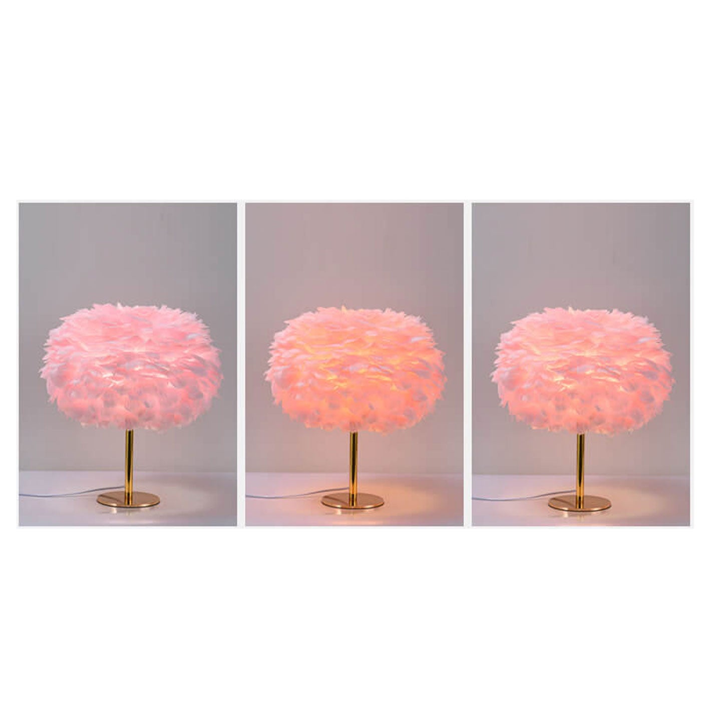 Nordic Goose Feather Round Iron Base 1-Light Table Lamp