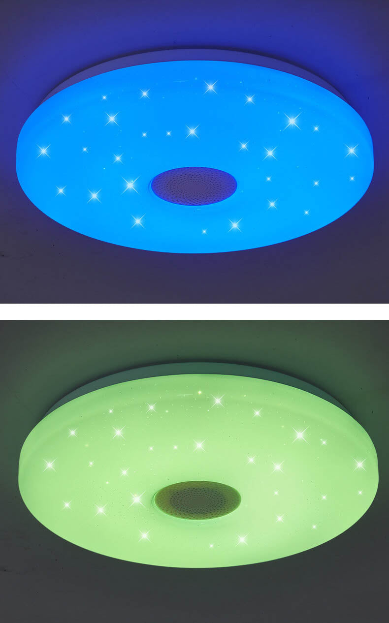Smart Dimmable LED Remote Control Bluetooth Music Speaker Flush Mount Ceiling Light