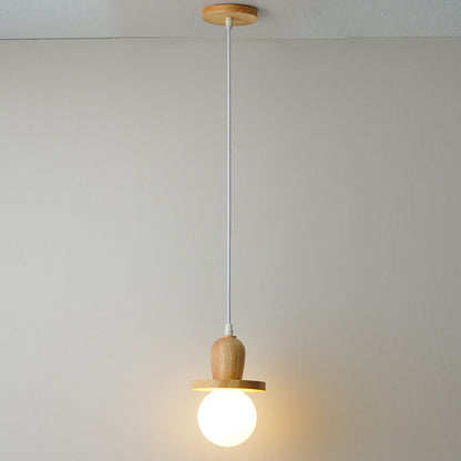 Traditional Japanese Wooden Linear Frame Globe Glass Shade 1/3/5-Light Island Light Chandelier For Living Room