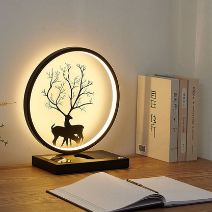 Creative Round Deer Design LED Wireless Charging Touch Decorative Table Lamp