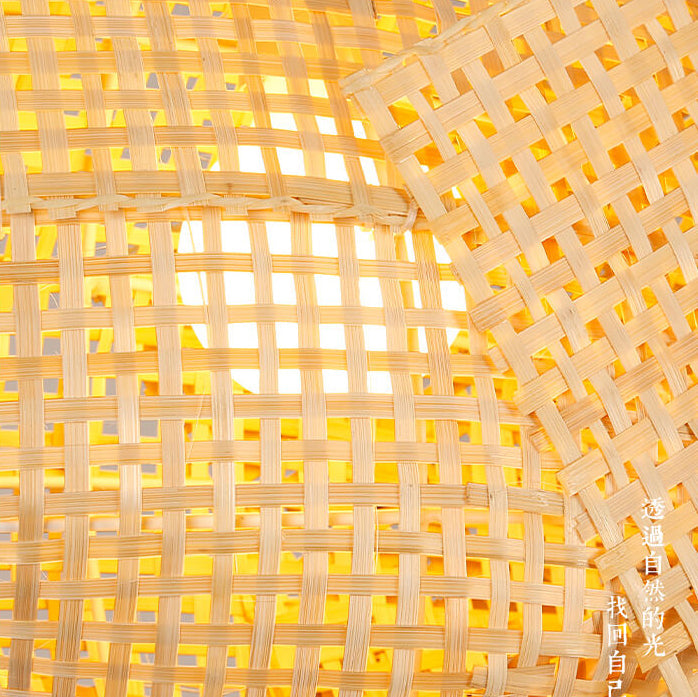Chinese Retro Bamboo Weaving Fish Shape 1-Light Pendant Light