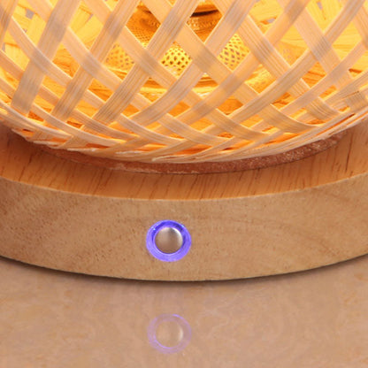 Traditional Japanese Bamboo Weaving Cage Portable LED USB Table Lamp For Bedroom