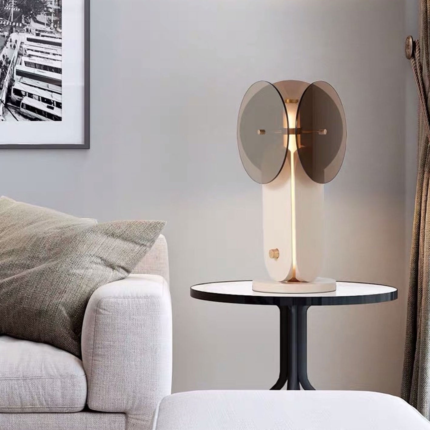 Modern Creative Splicing Glass Iron LED Table Lamp