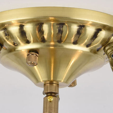 European-style Light Luxury All-copper Glass 4/6-Light Semi-Flush Mount Light
