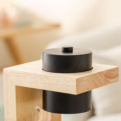 Japanese Creative Iron Cat Whale Hollow Wood Base 1-Light Melting Wax Table Lamp