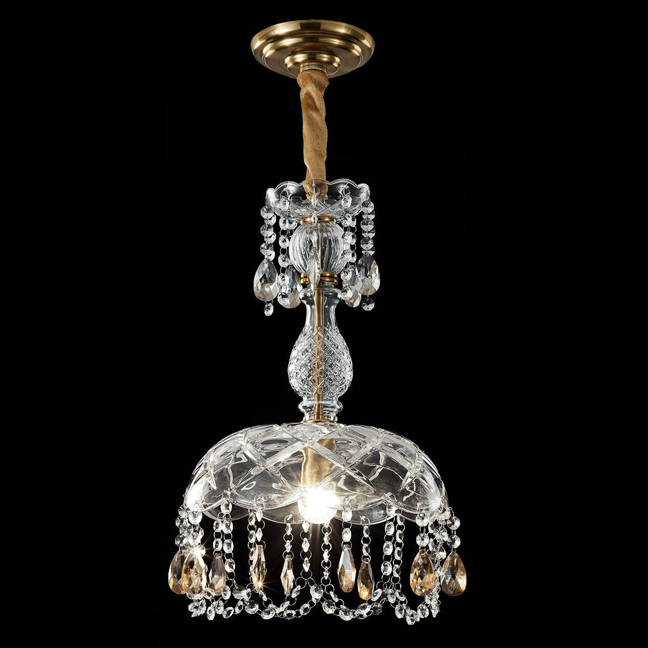Modern Luxury Crystal Hanging Dome 1-Light Pendant Light