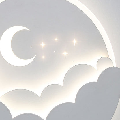 Modern Simplicity Round Moon Iron Aluminum Acrylic LED Flush Mount Ceiling Light For Bedroom