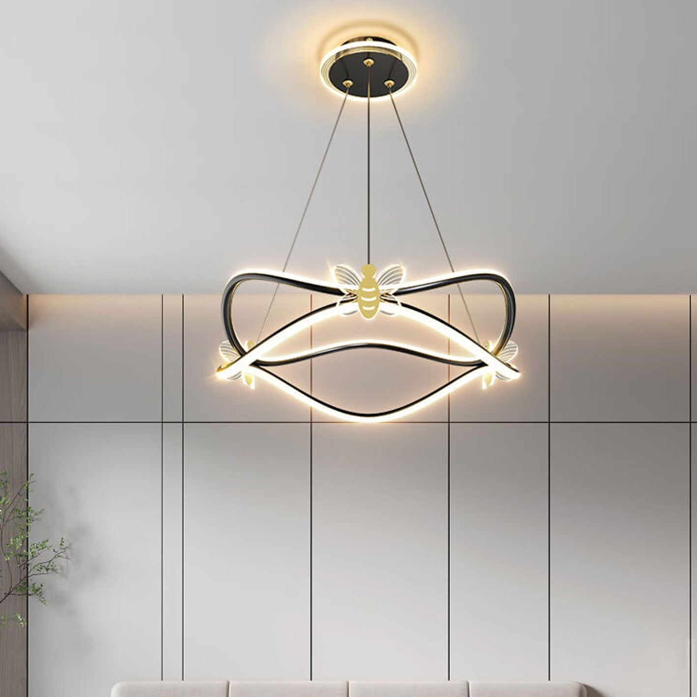 ثريا جزيرة LED بإضاءة 3/4 ضوء مصنوعة من الحديد المموج بتصميم عصري بسيط 