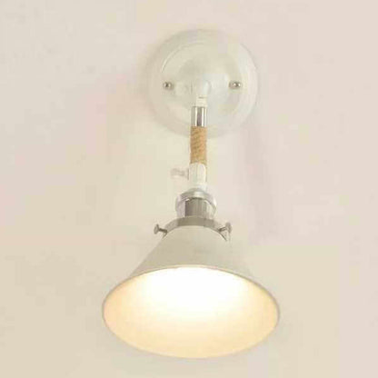 Industrial Vintage Twine Woven Cone Shade 1-Light Wall Sconce Lamp