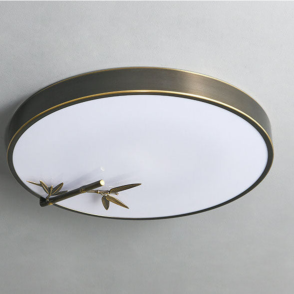 Modern Round Bamboo Pattern LED Flush Mount Ceiling Light
