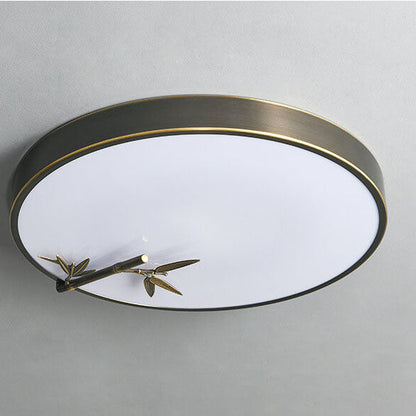 Modern Round Bamboo Pattern LED Flush Mount Ceiling Light