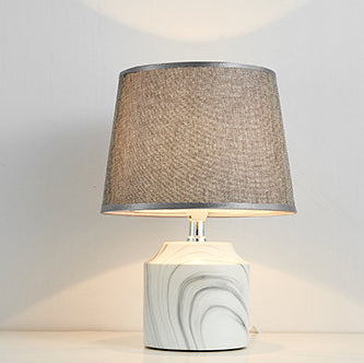 Contemporary Vintage Cylinder Vase Base Ceramic Fabric 1-Light Table Lamp For Bedroom