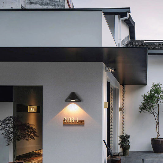 Modern Minimalist Triangle Cone Waterproof Aluminum Lens Frosted LED Outdoor Wall Sconce Lamp