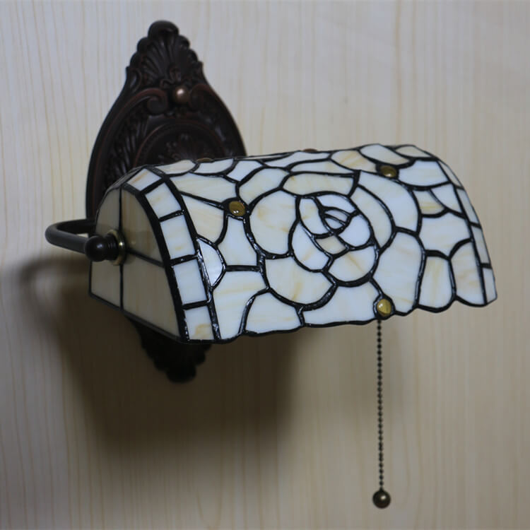 Traditional Tiffany Floral Stained Glass 1-Light Wall Sconce Lamp For Living Room