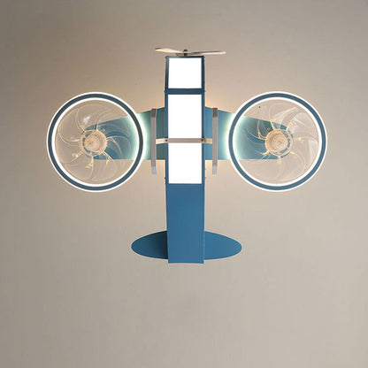 Creative Cartoon Aircraft Kids Flush Mount Ceiling Fan Light