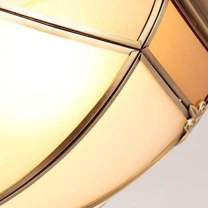European Brass Glass Round Flower Pattern 3/4/6 Light Flush Mount Ceiling Light