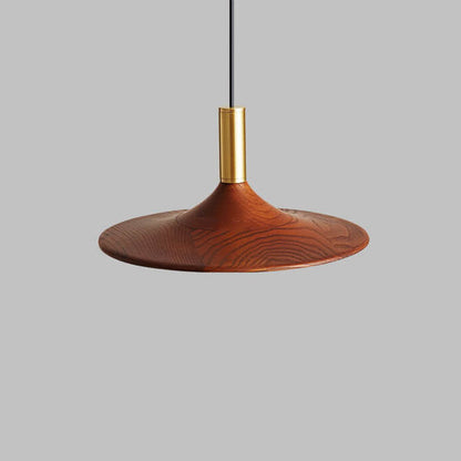 Japanese Walnut Flying Saucer Design Acrylic LED Pendant Light